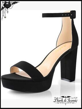 Chunky Platform Heels - 4 Inch Block Heeled Sandals with Memory Foam